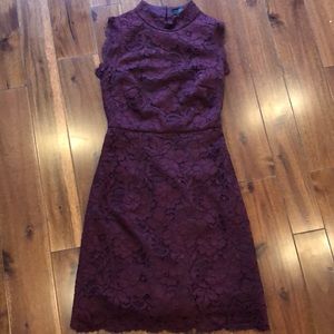 Ted baker sleeveless lace dress with high neck